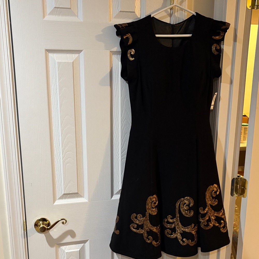 Elegant Black and Gold Women's Dress
